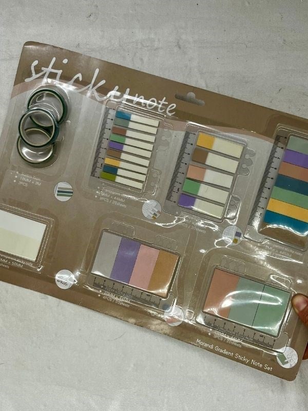Karışık Tonlar Cetvelli Kahve Yeşil Mavi Renk İndeks Set Sticker/Post-it/Postit/Kitap Ayracı/Washi Bant
