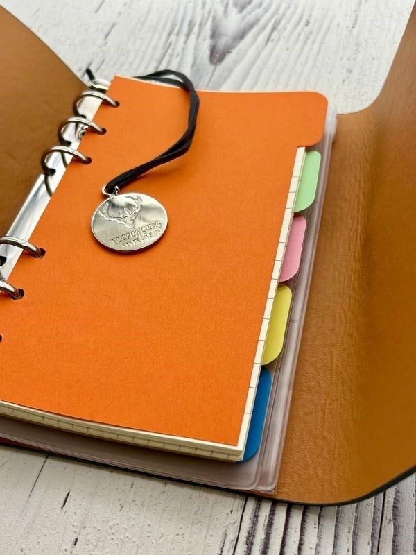 Keep On Going Binderli Deri Kapak Depolama Dosyalı Mavi Renk Özel Tasarım Ajanda/Notebook/Klasörlü Defter