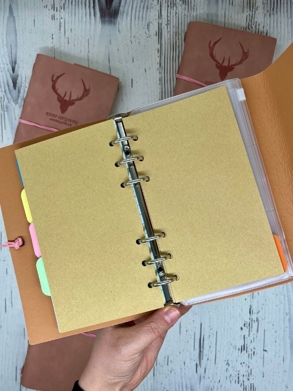 Keep On Going Binderli Deri Kapak Depolama Dosyalı Pembe Renk Özel Tasarım Ajanda/Notebook/Klasörlü Defter