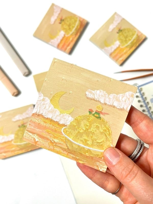 Küçük Prens Temalı Sarı Gezegen ve Bulut Desenli Postit/Post-it/Yapışkanlı Not Kağıdı/Sticky Note