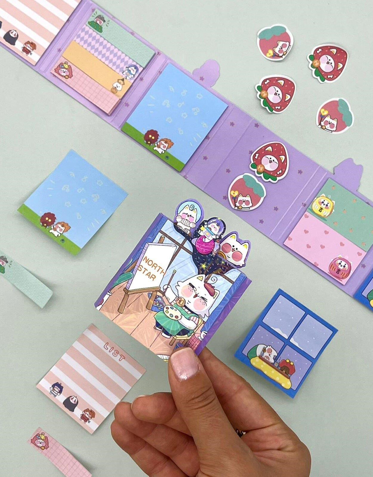 Kuzey Yıldızı Mor Kapaklı Ressam Kedi Post-it