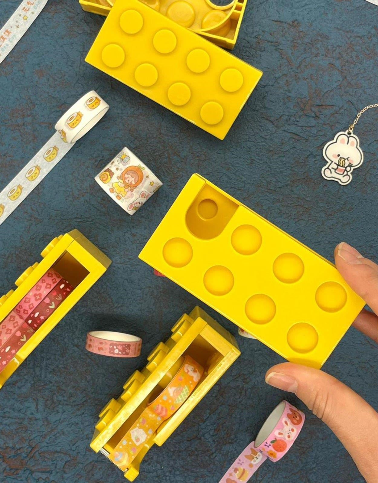Lego Tasarımlı Sarı Masa Üstü Washi Bant Kesim Aparatı / Washi Tape / Bullet Journal