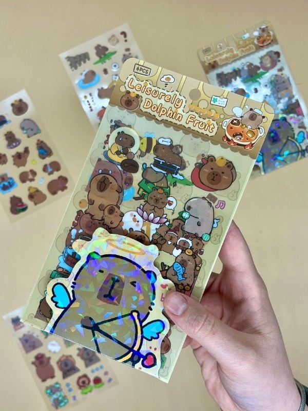Leisurely 3 Yaprak 52 Adet Capybara Sticker Set/Su Geçirmez/Etiket/Çıkartma/Kapibara/Bullet Journal