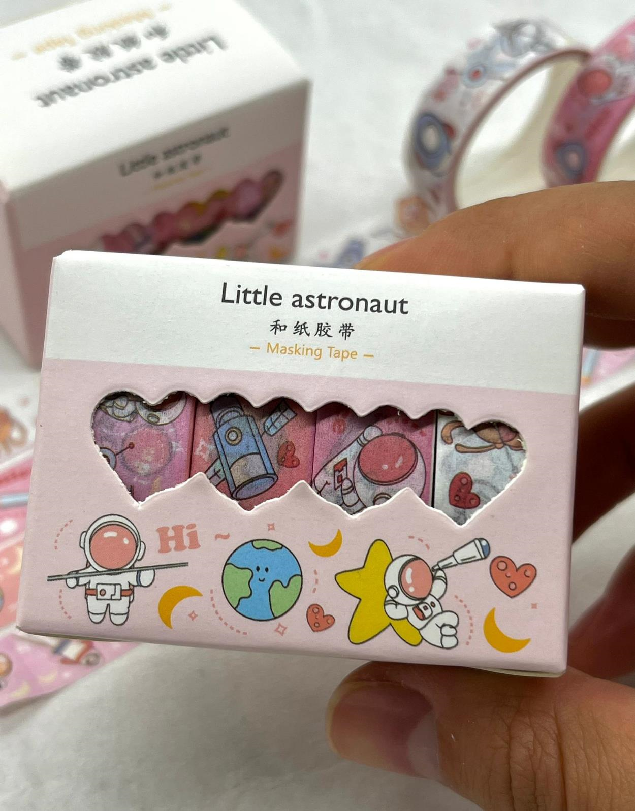 Little Astronaut Pembe 4'lü Washi Bant Set / Washi Tape / Bullet Journal / Scrapbook