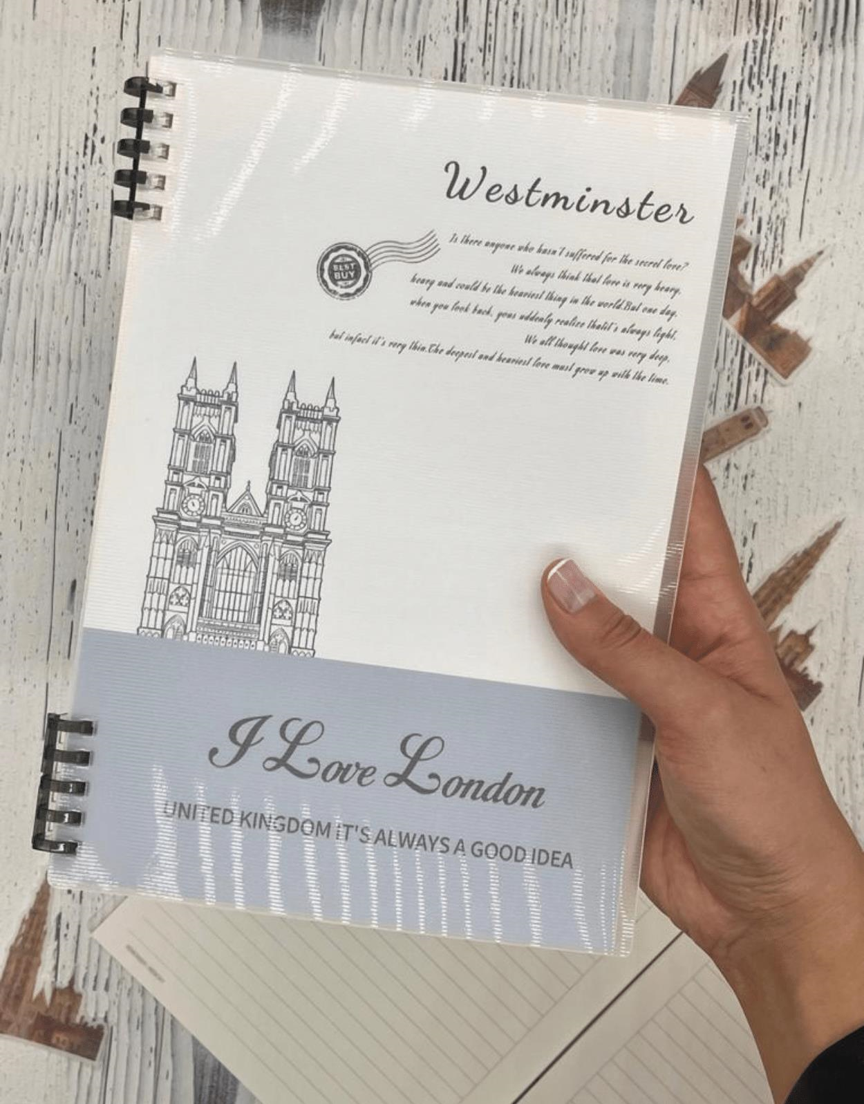 London Westminster Desenli Spiralli Binder B5 Defter / Scrapbook /Notebook/Bullet Journal