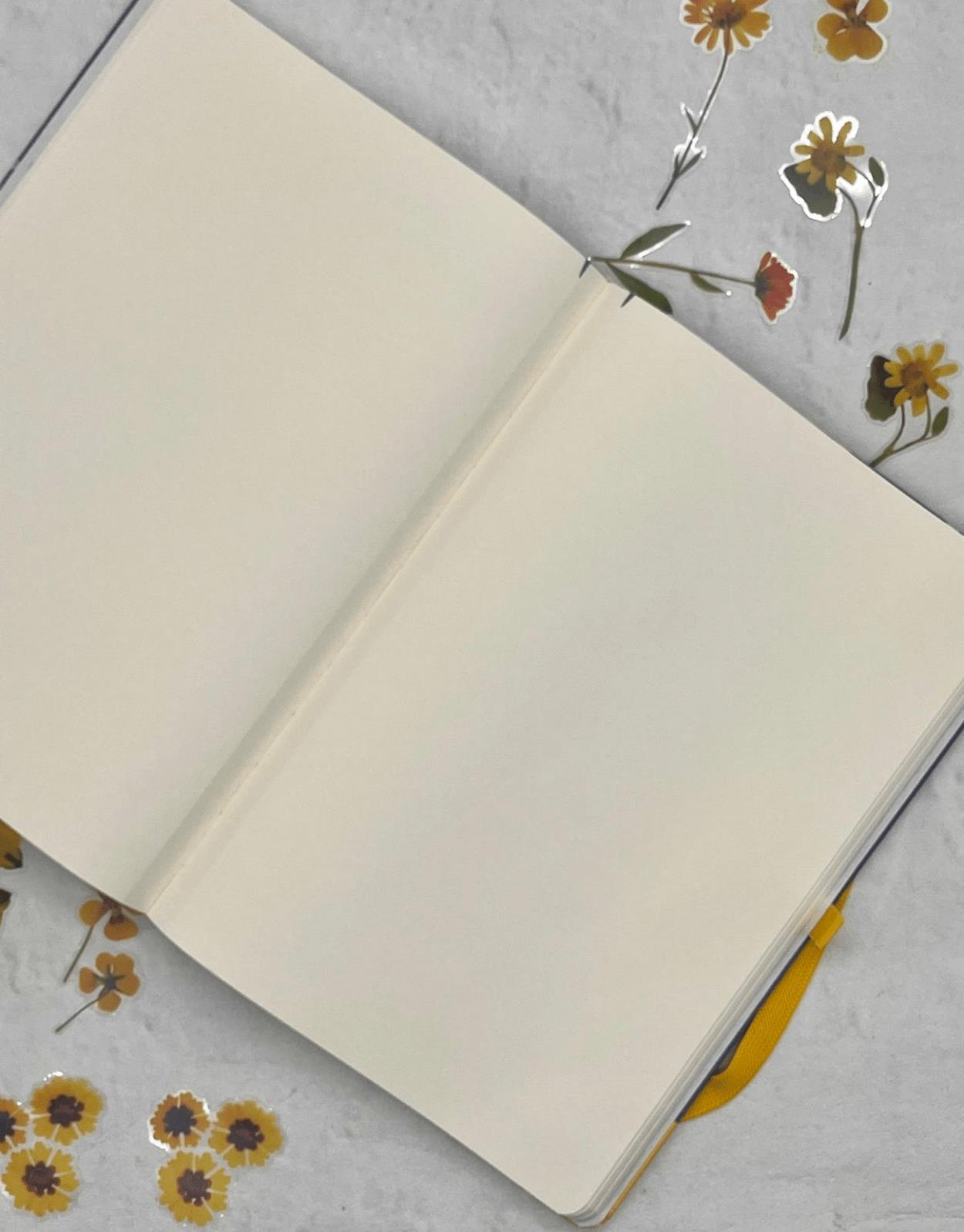 Mavi Papatya Desenli 120 Yaprak Sert Kapak Çizgisiz Ajanda / Defter / Planlayıcı/ Bullet Journal