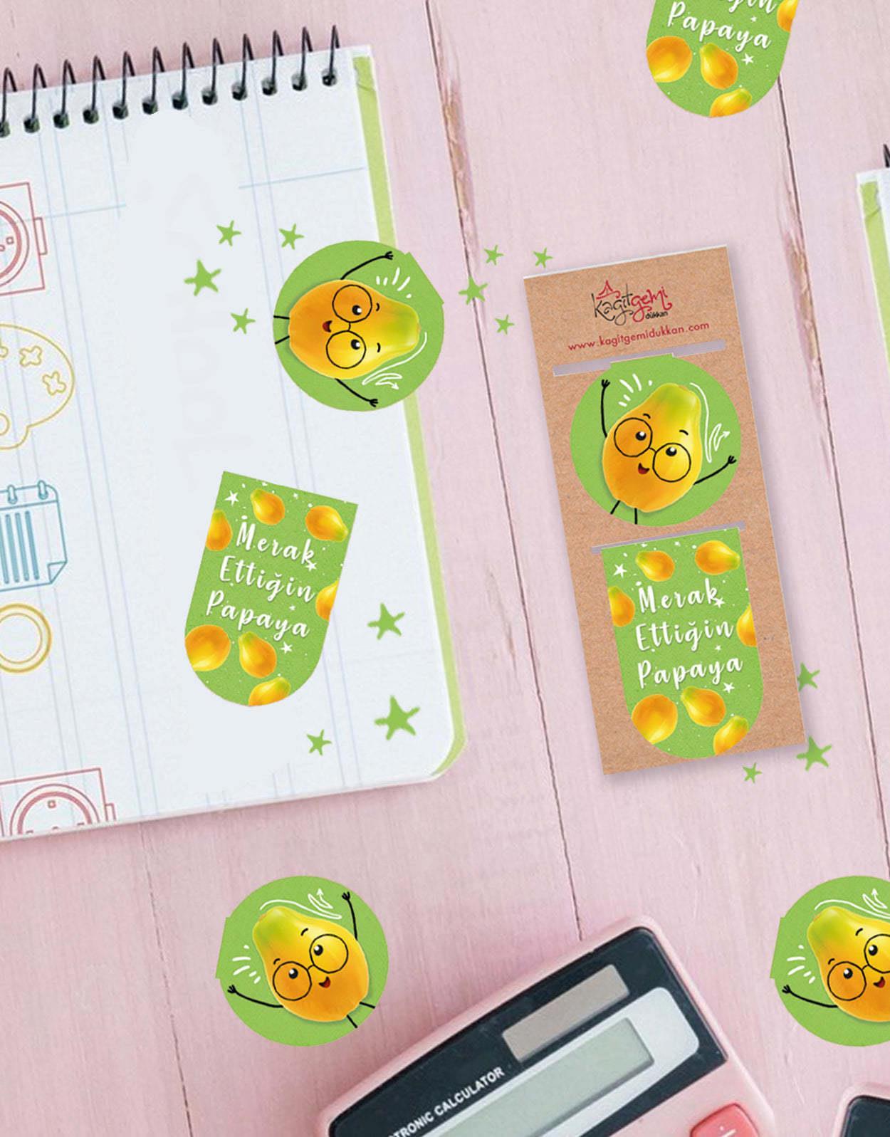 Merak Ettiğin Papaya Mıknatıslı Kitap Ayracı