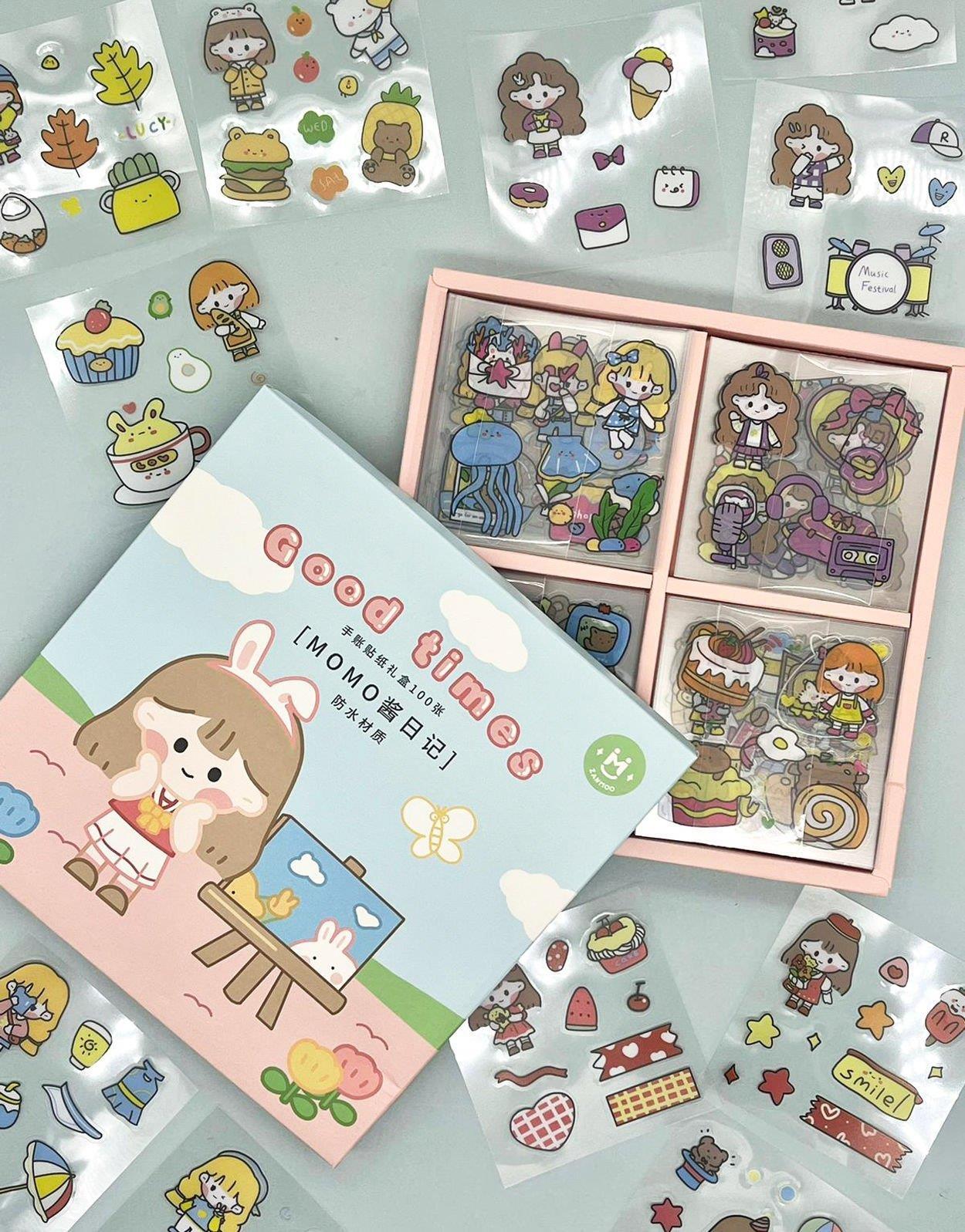 Momo Muhteşem 100 Yaprak 4 Bölümlü 712 Adet Kutu Sticker Seti/Etiket/ Çıkartma/Bullet Journal