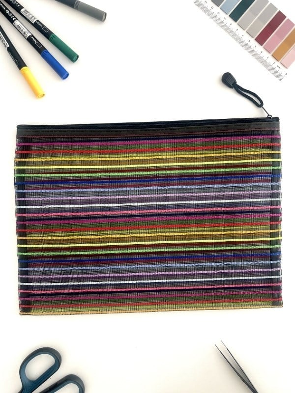 Neon Çizgili A4 Boy Tek Bölme Fermuarlı Organizer Dosya Çantası (32,5*23,5cm)/Toparlayıcı