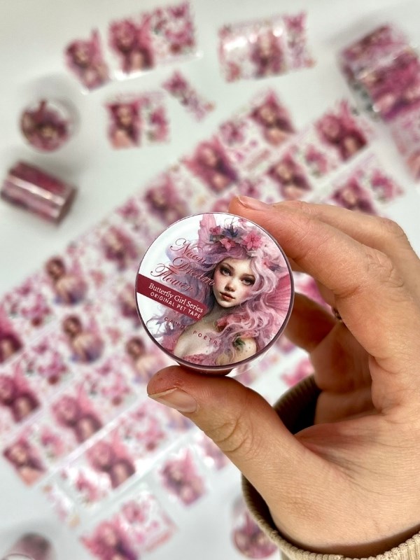 Noon Dream Flower Butterfly Girl Serisi 2m Washi Bant / Washi Tape / Masking Tape / Desenli Bant / Bullet Journal