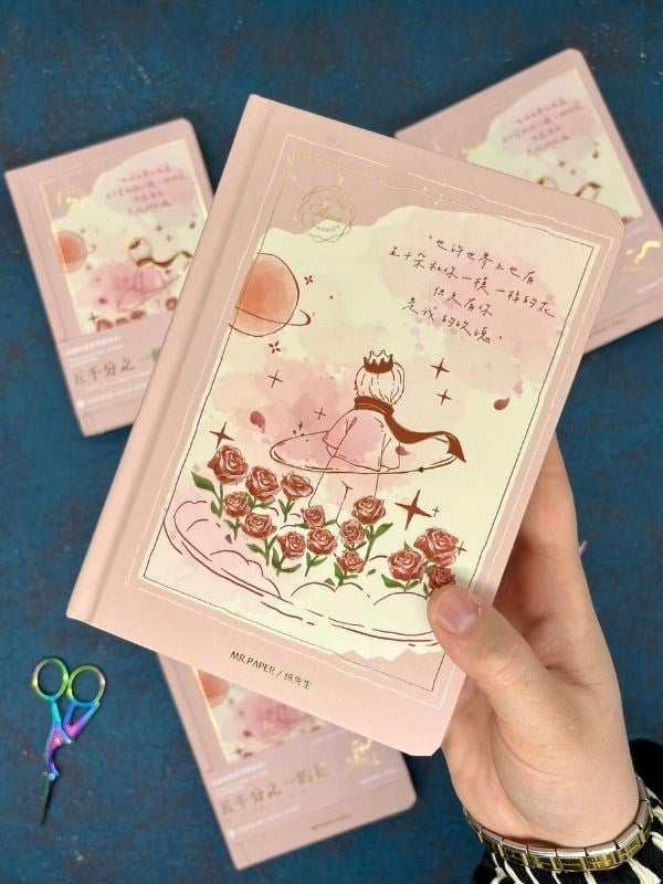 Özel Tasarım Küçük Prens Pembe Renk Defter / Notebook/ Bullet Journal