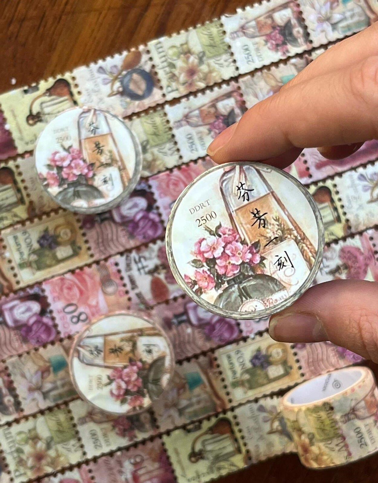 Parfüm Desenli Tek Tek Çıkartmalı Pul Washi Bant / Sticker / Çıkartma/Bullet Journal/ Defter Süsleme