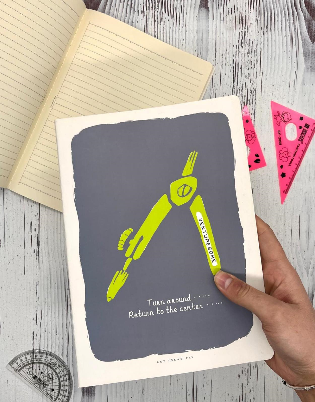 Pergel Desenli Çizgili 48 Yaprak  Defter / Ajanda/ Notebook / Okul Defteri