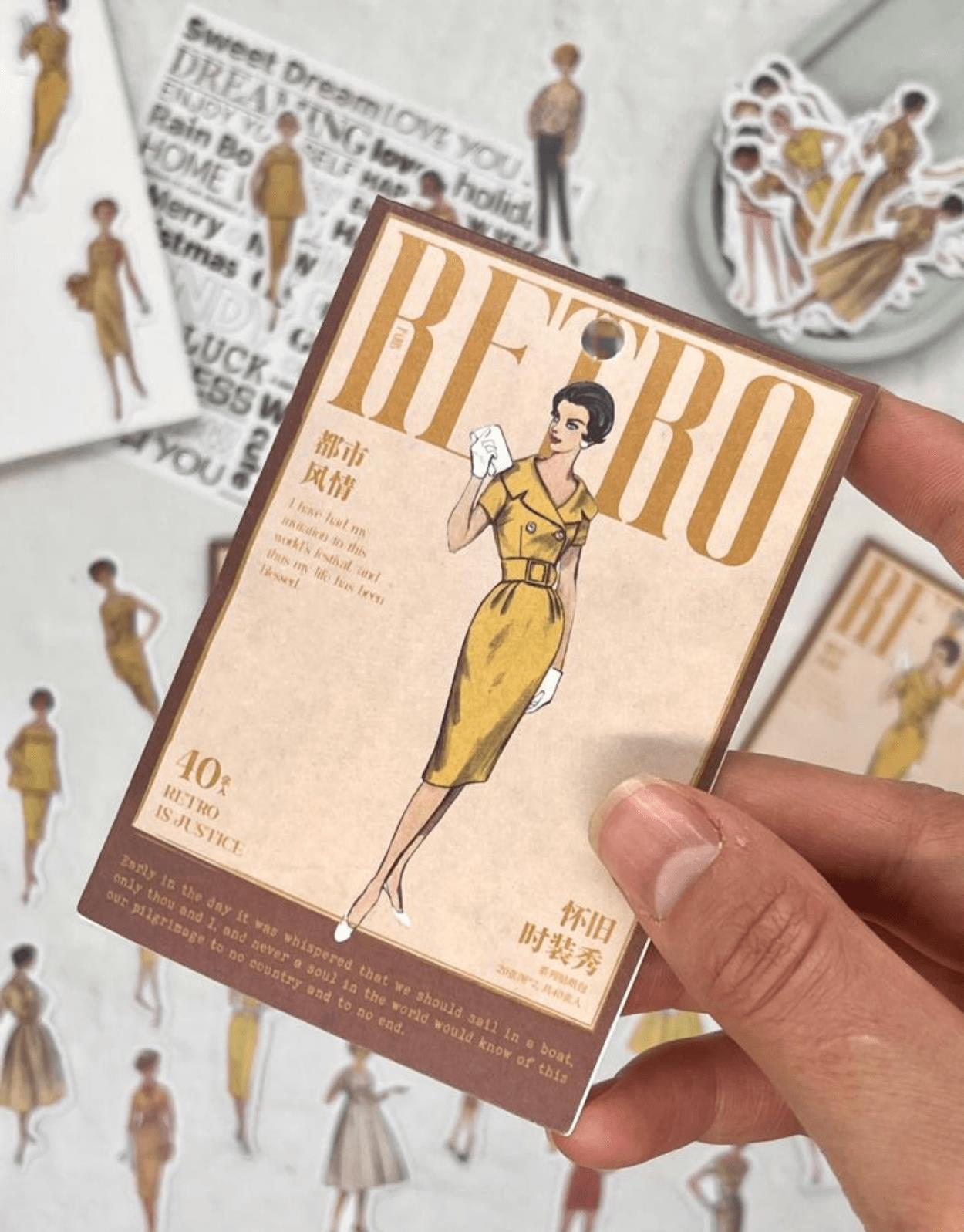 Retro Kıyafet Modası 40 Adet Sarı Paket Sticker / Çıkartma/Bullet Journal/Scrapbook/ Vintage
