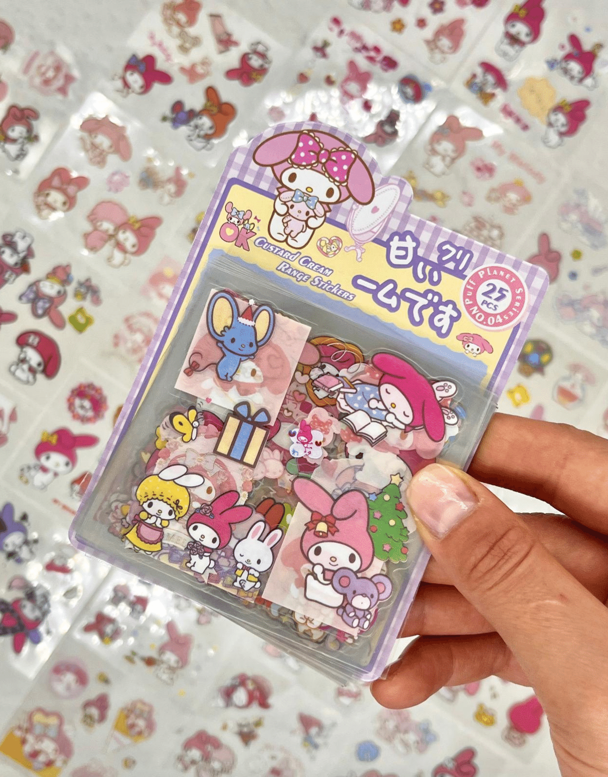 Sanrio Karakter My Melody 25 Yaprak 170 Adet Pet Sticker Set Mor Paket/Su Geçirmez/Etiket/Çıkartma