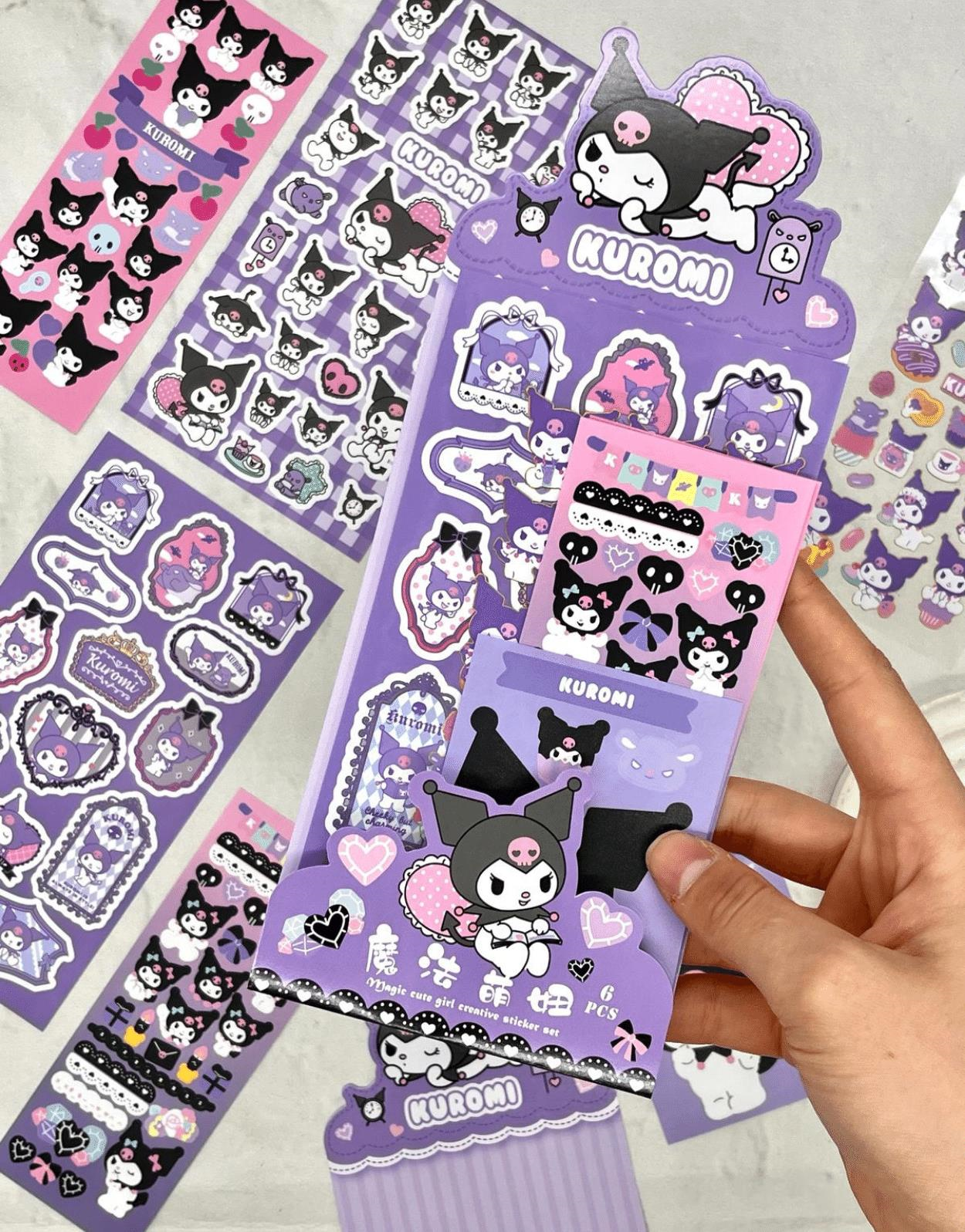 Sanrio Kuromi Karakteri 6  Yaprak Stıcker / Bullet Journal /  Çıkartma