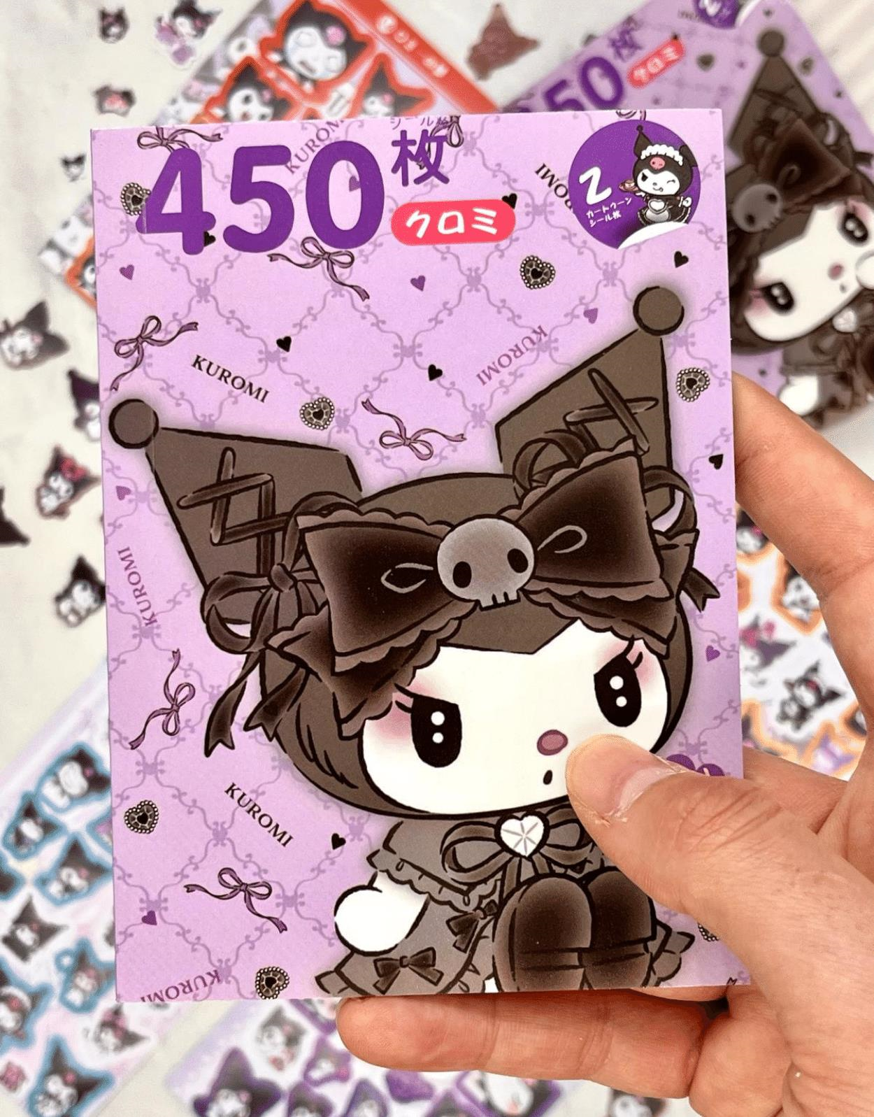 Sanrio Kuromi Karakteri  Defter 16 Yaprak 450 Adet Sticker / Bullet Journal / Defter Süsleme