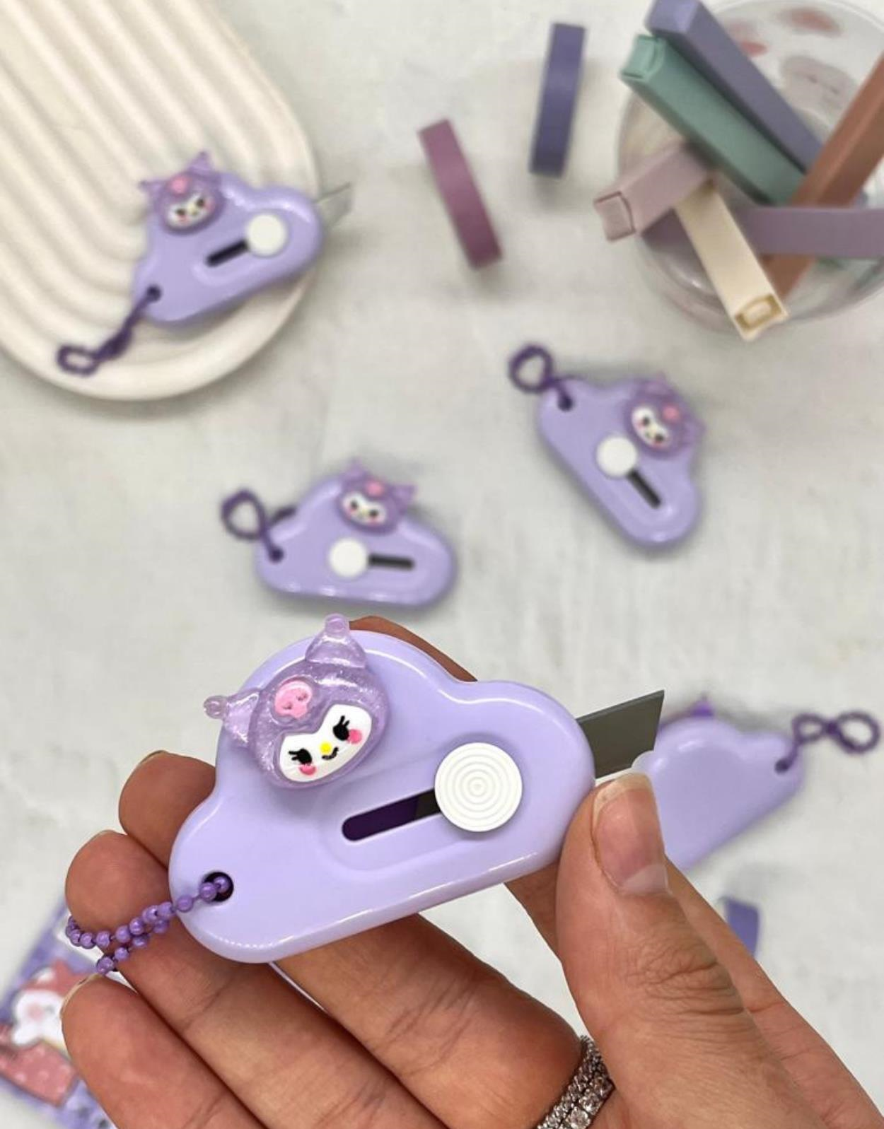 Sanrio Kuromi Karakterli Mor Mini Maket Bıçağı / Sanat Bıçağı / Bullet Journal / Scrapbook