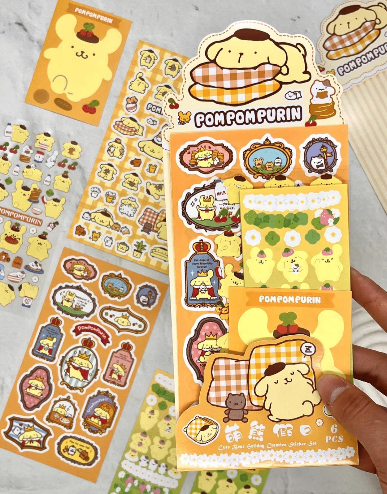 Sanrio Pompompurın Karakteri 6  Yaprak Stıcker / Bullet Journal /  Çıkartma