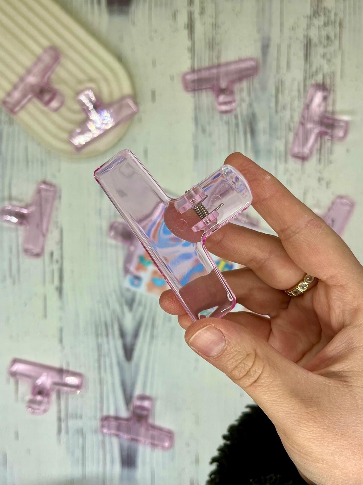 Şeffaf Pembe Renk Çok Fonksiyonlu Fotoğraf Klipsi/Fotoğraf Mandalı /Ataş / Kitap Ayracı