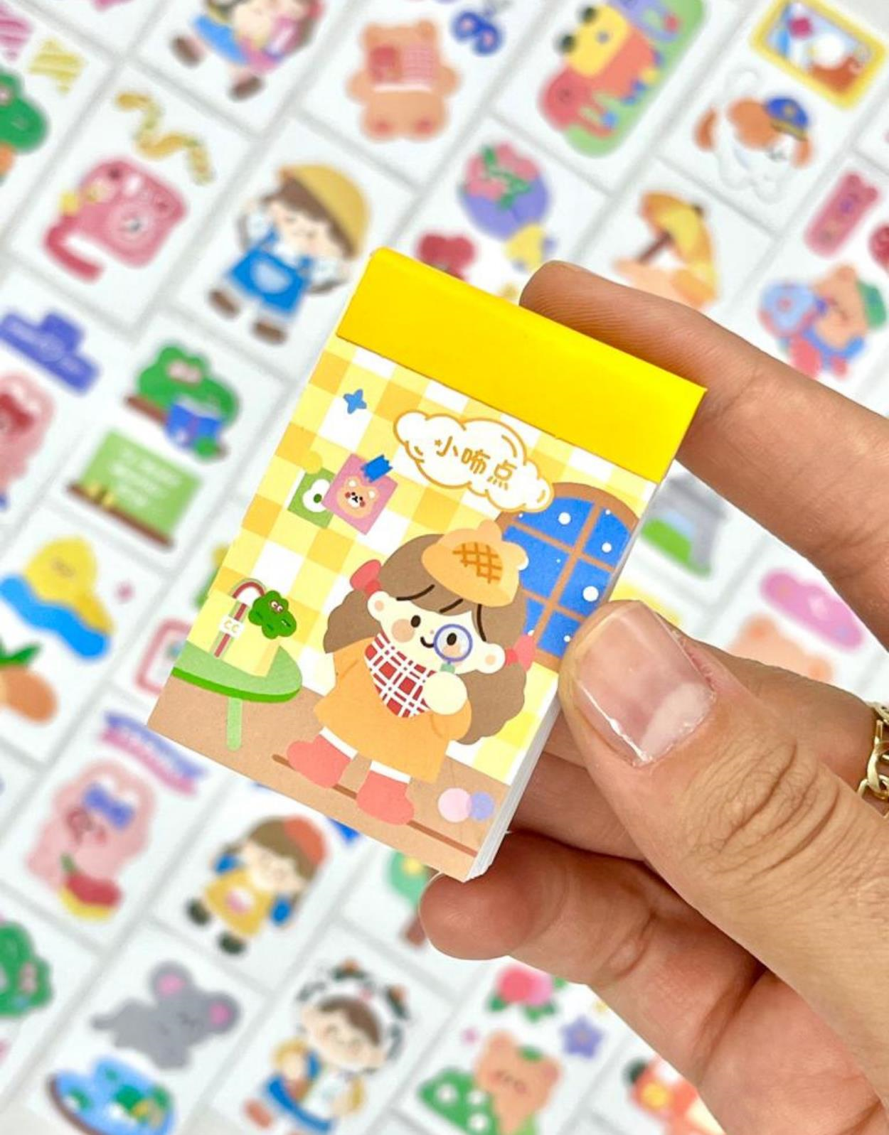 Sevimli Kız  50 Yaprak Sarı Defter Sticker / Çıkartma / Bullet Journal / Defter Süsleme/ Scrapbook