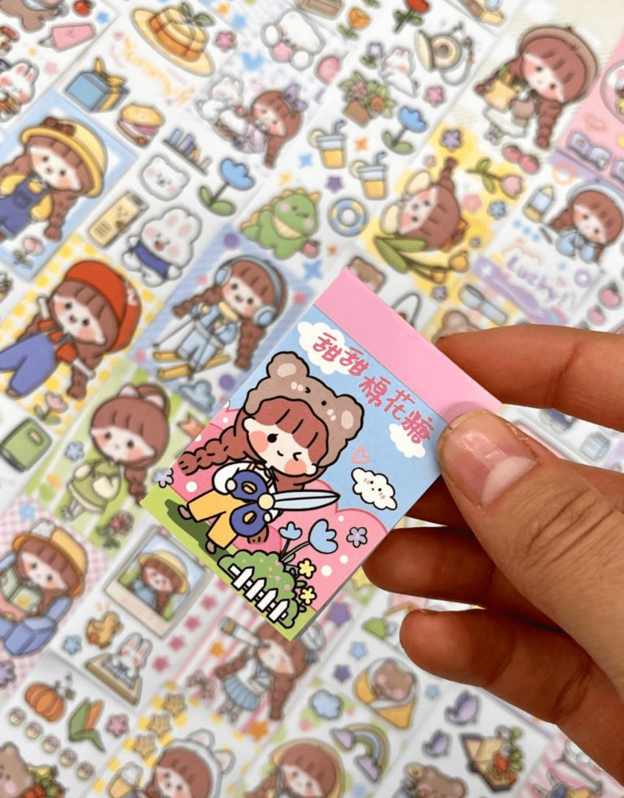 Sevimli Kız Pembe Renk 50 Yaprak Mini Defter Sticker / Çıkartma / Bullet Journal / Defter Süsleme