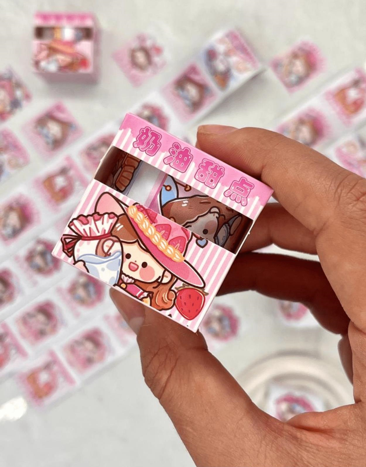 Sevimli Pembe Şapkalı Kız Tek Tek Çıkartmalı  Washi Bant / Sticker / Çıkartma/Bullet Journal/ Defter