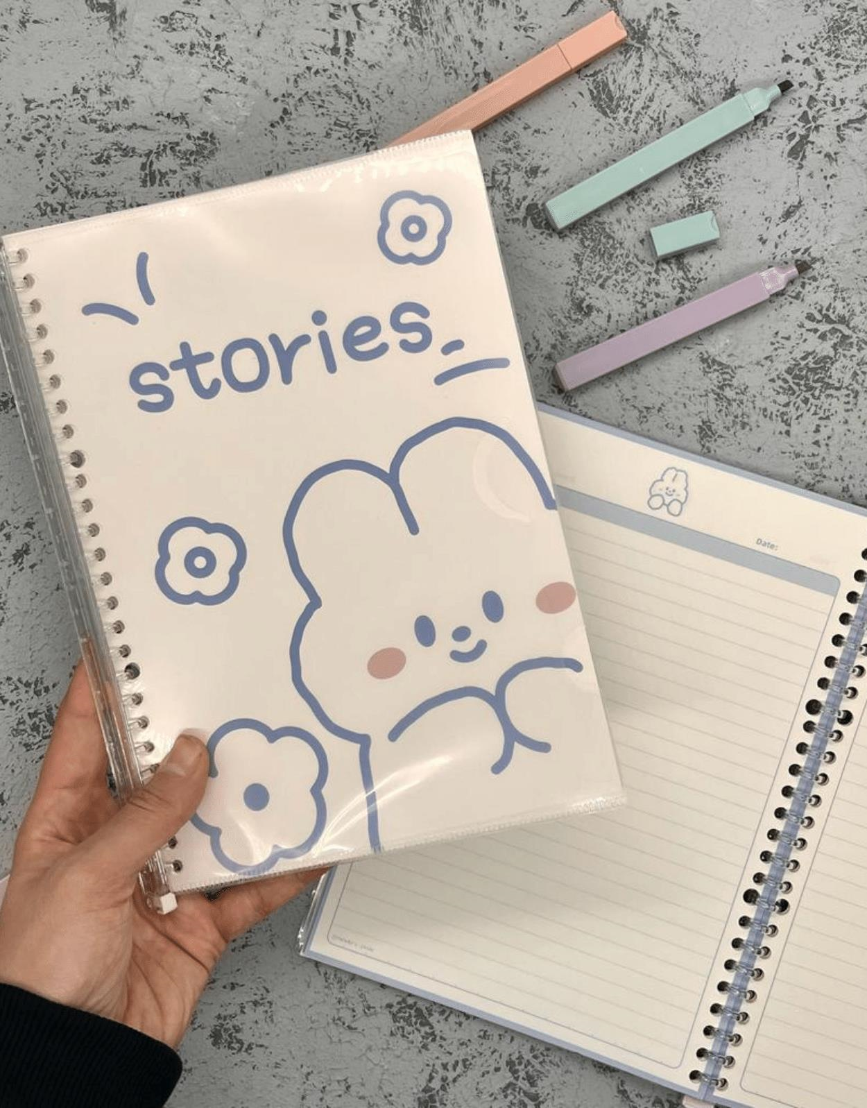 Sevimli Tavşan Desenli Spiralli Binder B5 Defter / Scrapbook /Notebook/Bullet Journal