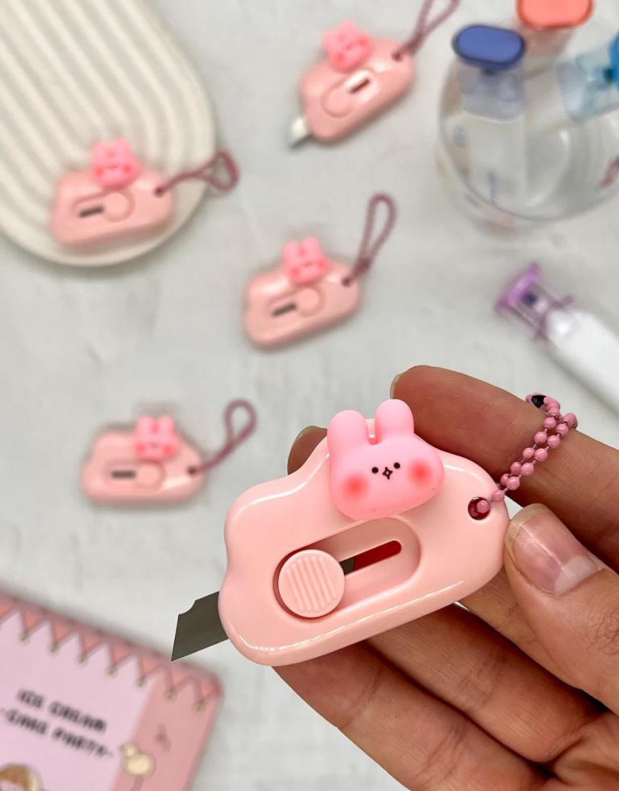 Sevimli Tavşan  Pembe Mini Maket Bıçağı / Sanat Bıçağı / Bullet Journal / Scrapbook