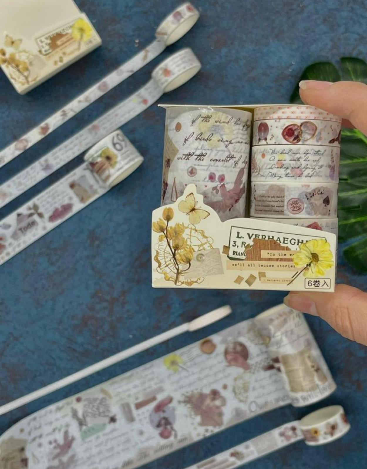 Soft Bahar Çiçekleri Temalı 6'lı Washi Bant Set / Washi Tape / Bullet Journal / Scrapbook
