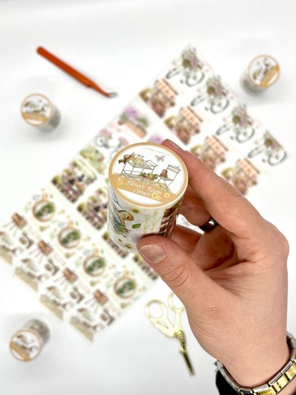 Vintage Çiçekçi Dükkanı ve Lavanta Temalı 2m Washi BantWashi Tape/Masking Tape/Desenli Bant