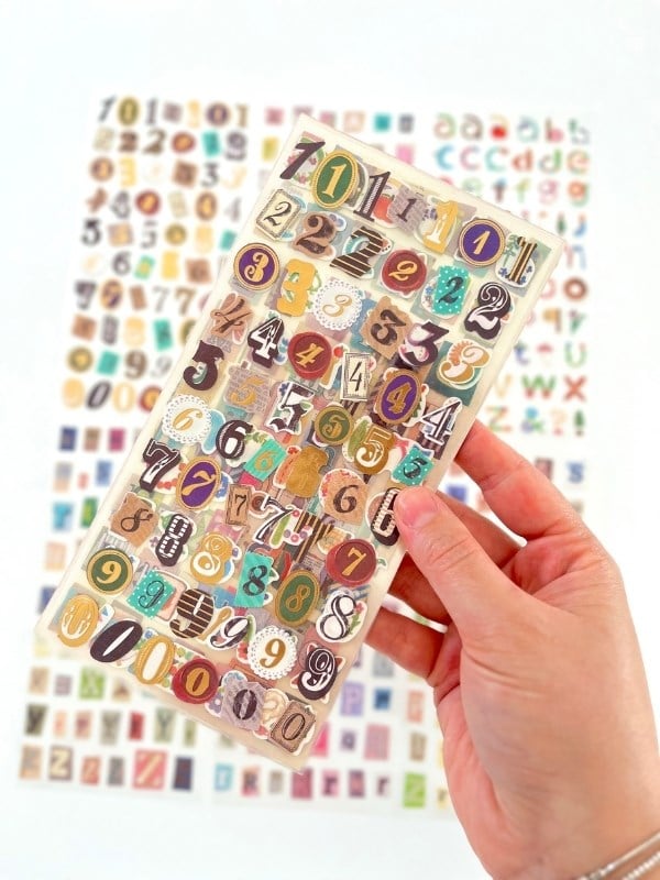 Vintage Harfler Rakamlar Ve Semboller Temalı 6 Yaprak 289 Adet Sticker Set / Etiket / Çıkartma