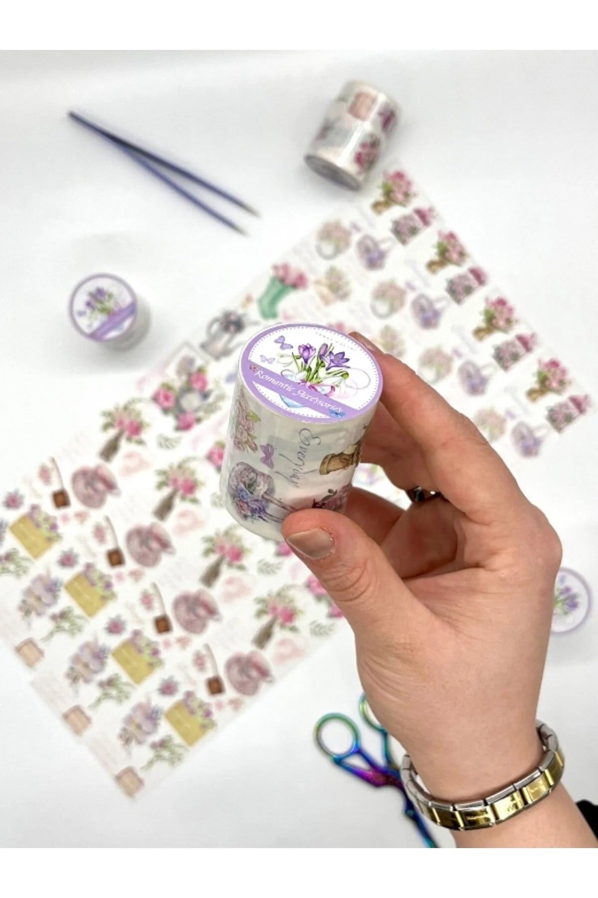 Vintage Tea Garden 2m Washi Bant/Washi Tape/Masking Tape/Desenli Bant