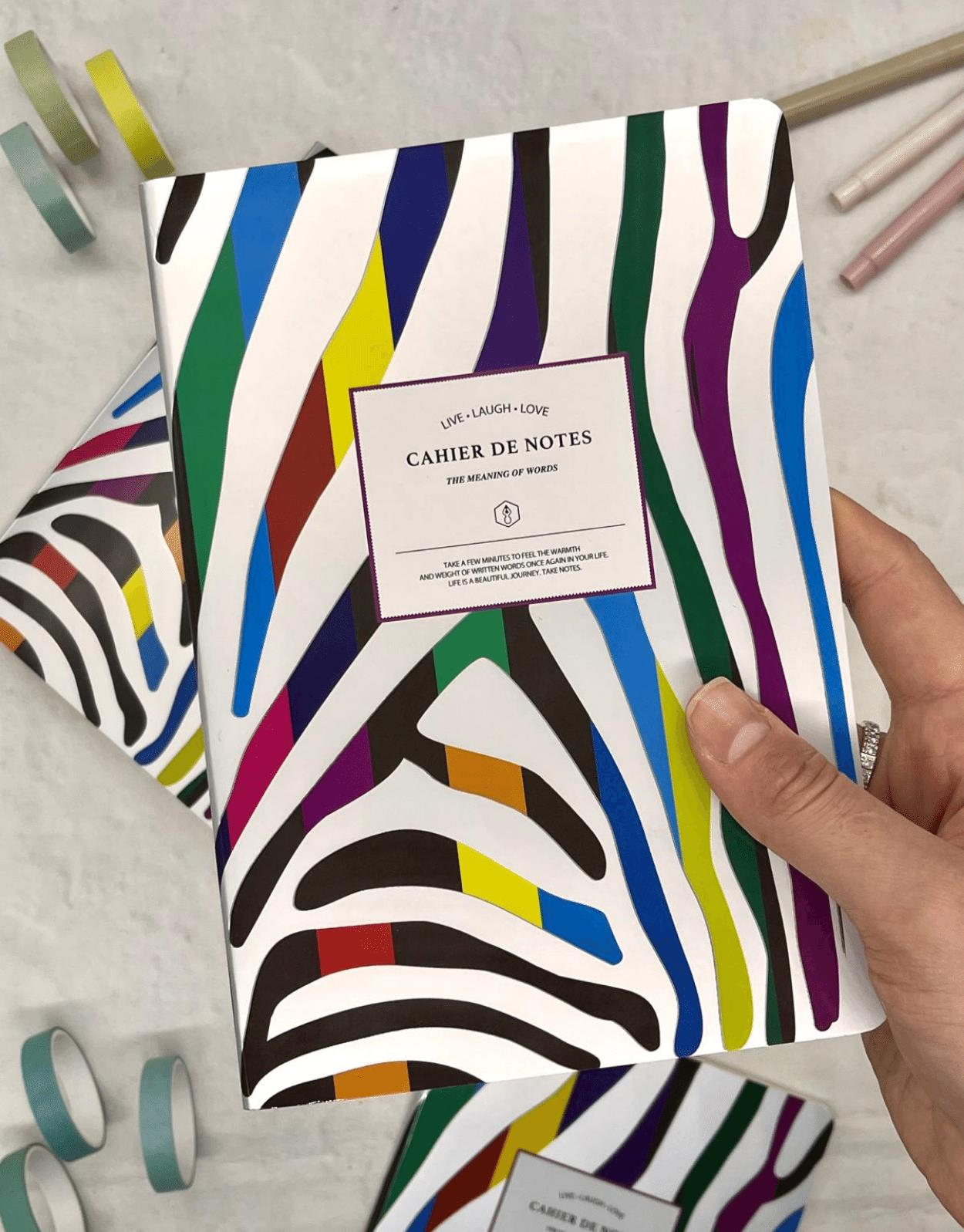 Zebra Desenli Renkli Çizgili 40 Yaprak  Defter / Notebook / Okul Defteri