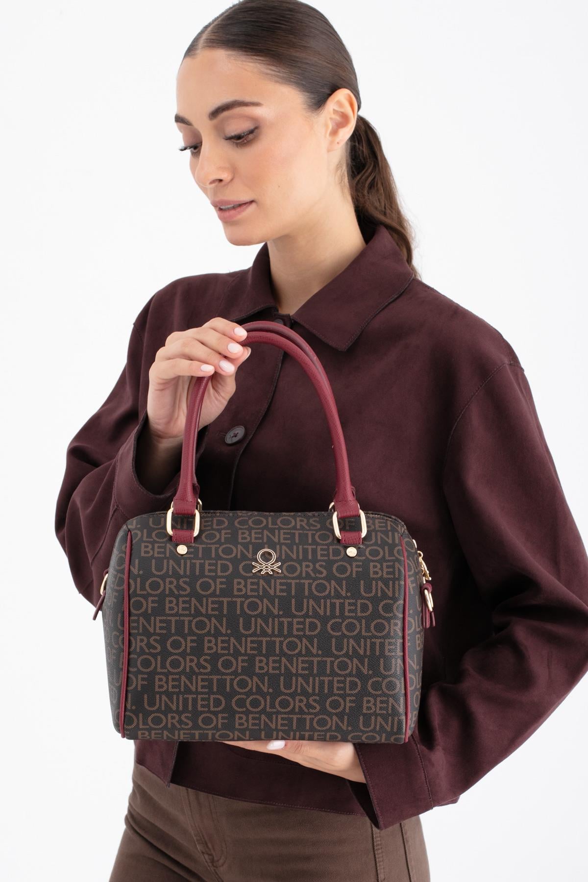 BENETTON KADIN EL VE OMUZ ÇANTA BNT_1668 KAHVE-BORDO