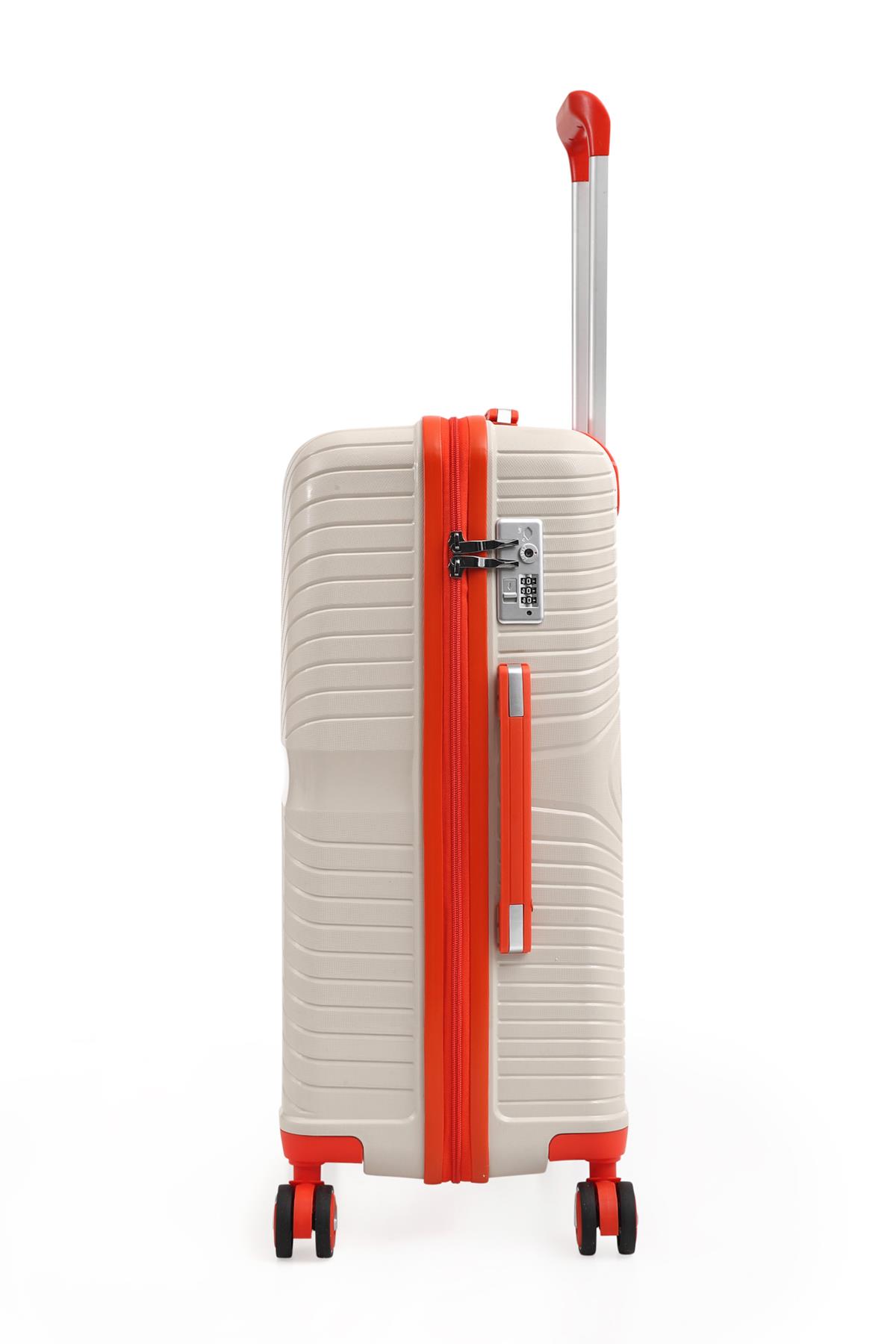 PİEL LİNO BÜYÜK BOY VE ORTA POLİPROPİLEN VALİZ PL015239-LM BEYAZ-TURUNCU