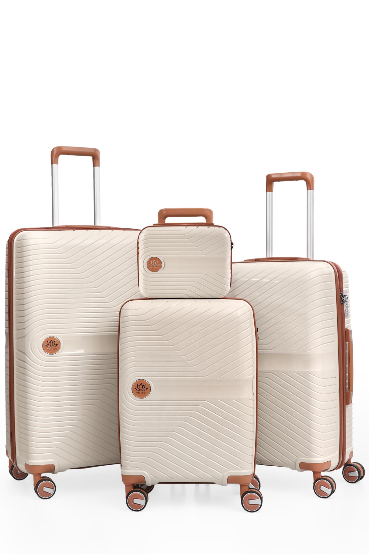 PIEL LINO POLİPROPİLEN 4'LÜ VALİZ SETİ PL015239-SET BEYAZ-CAMEL