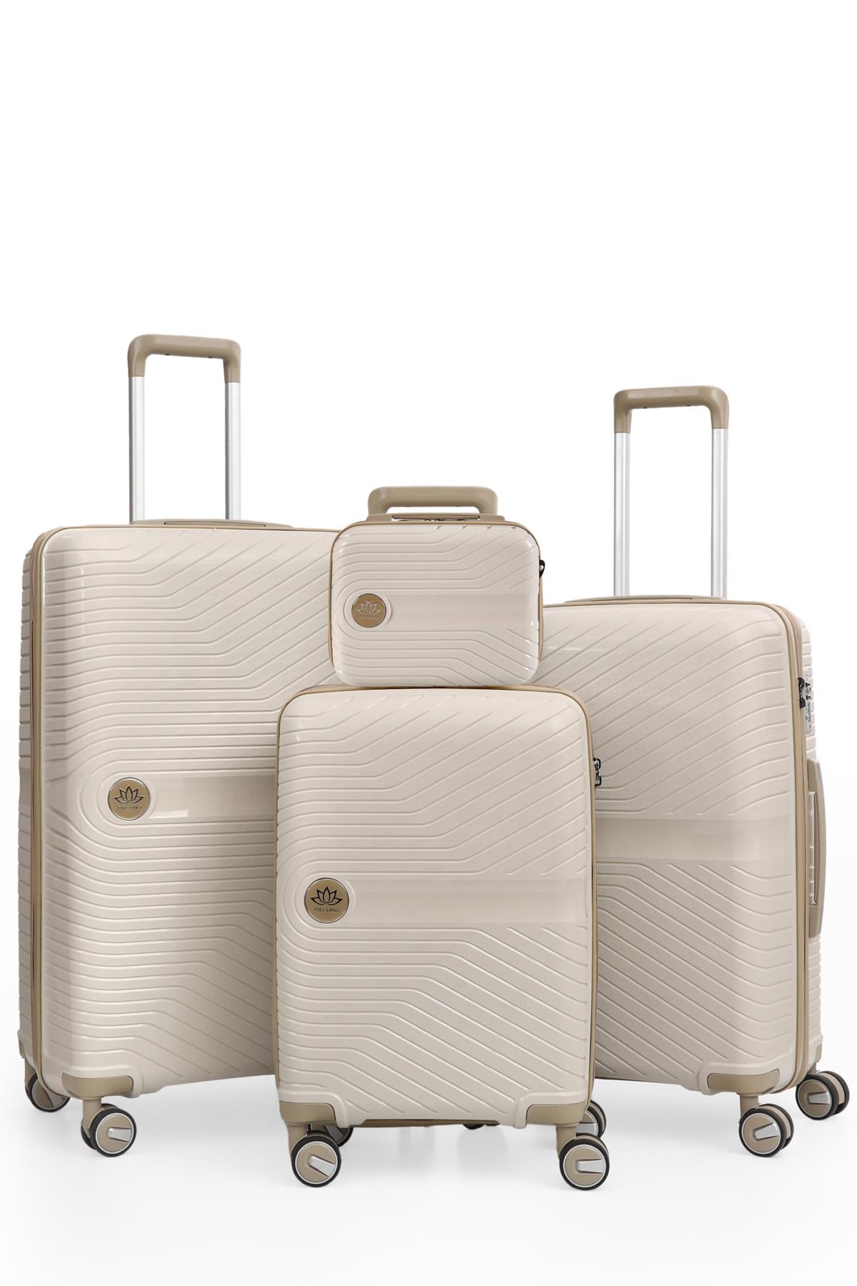 PIEL LINO POLİPROPİLEN 4'LÜ VALİZ SETİ PL015239-SET BEYAZ-BEJ