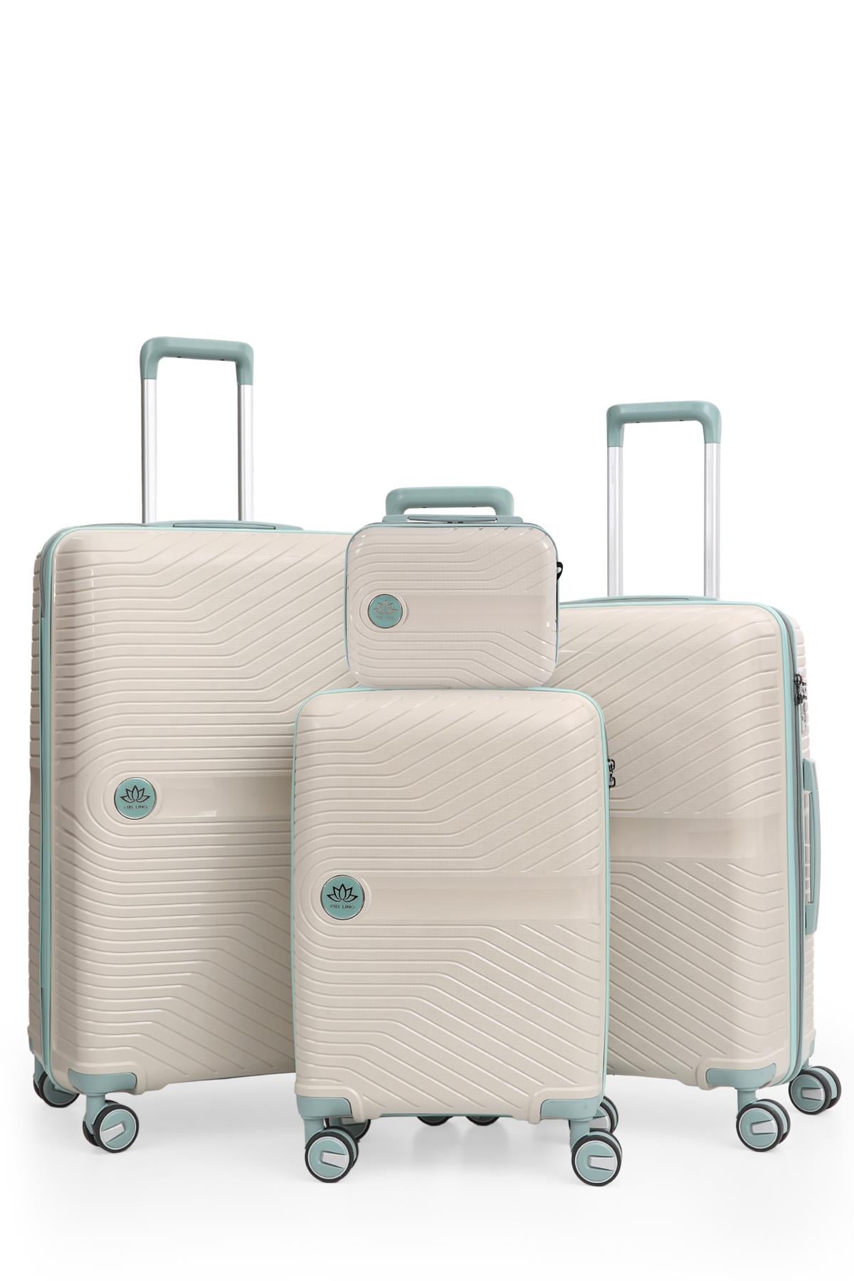 PIEL LINO POLİPROPİLEN 4'LÜ VALİZ SETİ PL015239-SET BEYAZ-MAVİ