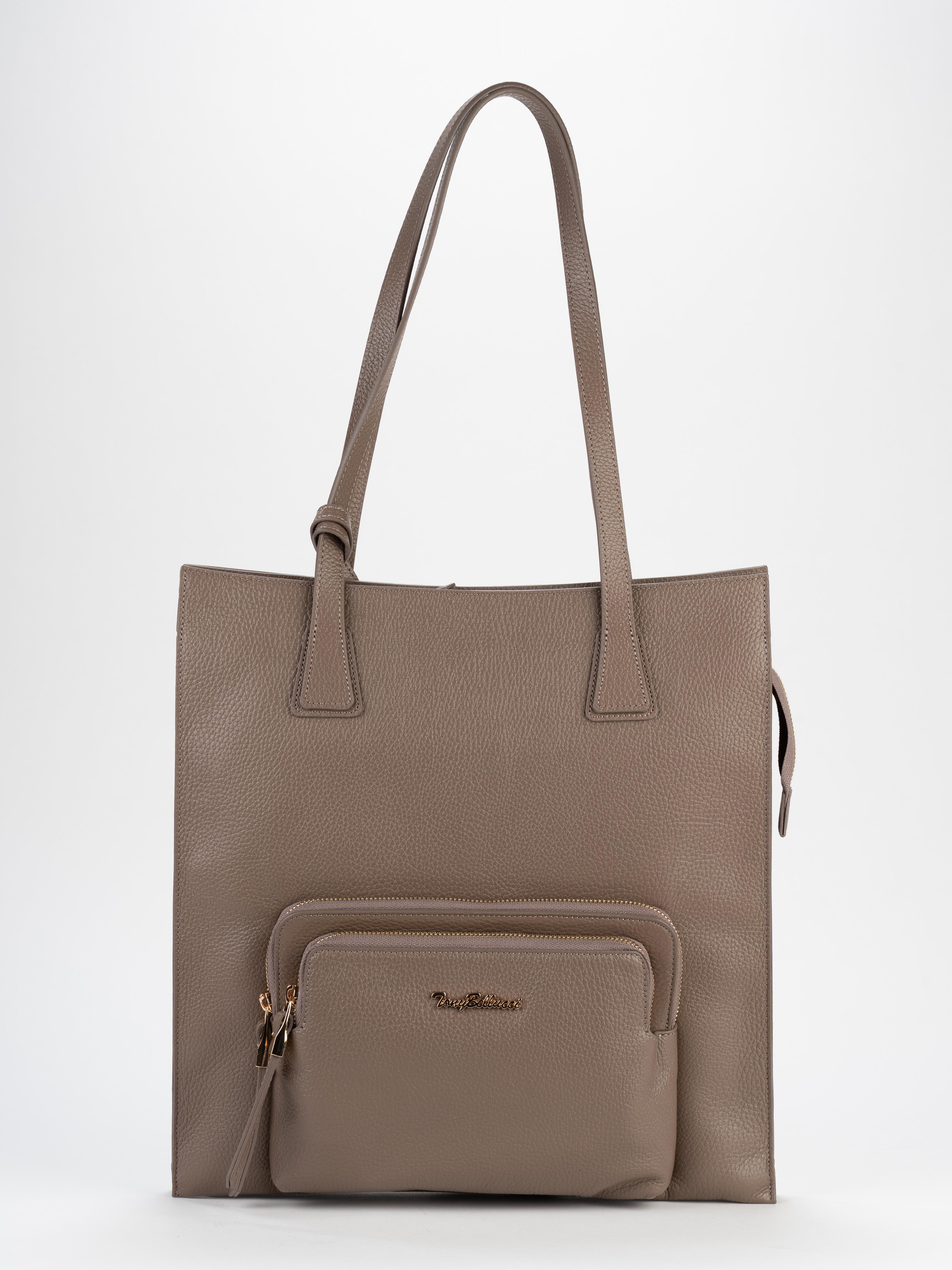 Tony Bellucci Hakiki Deri Kadın Omuz Çanta TB0980 VİZON