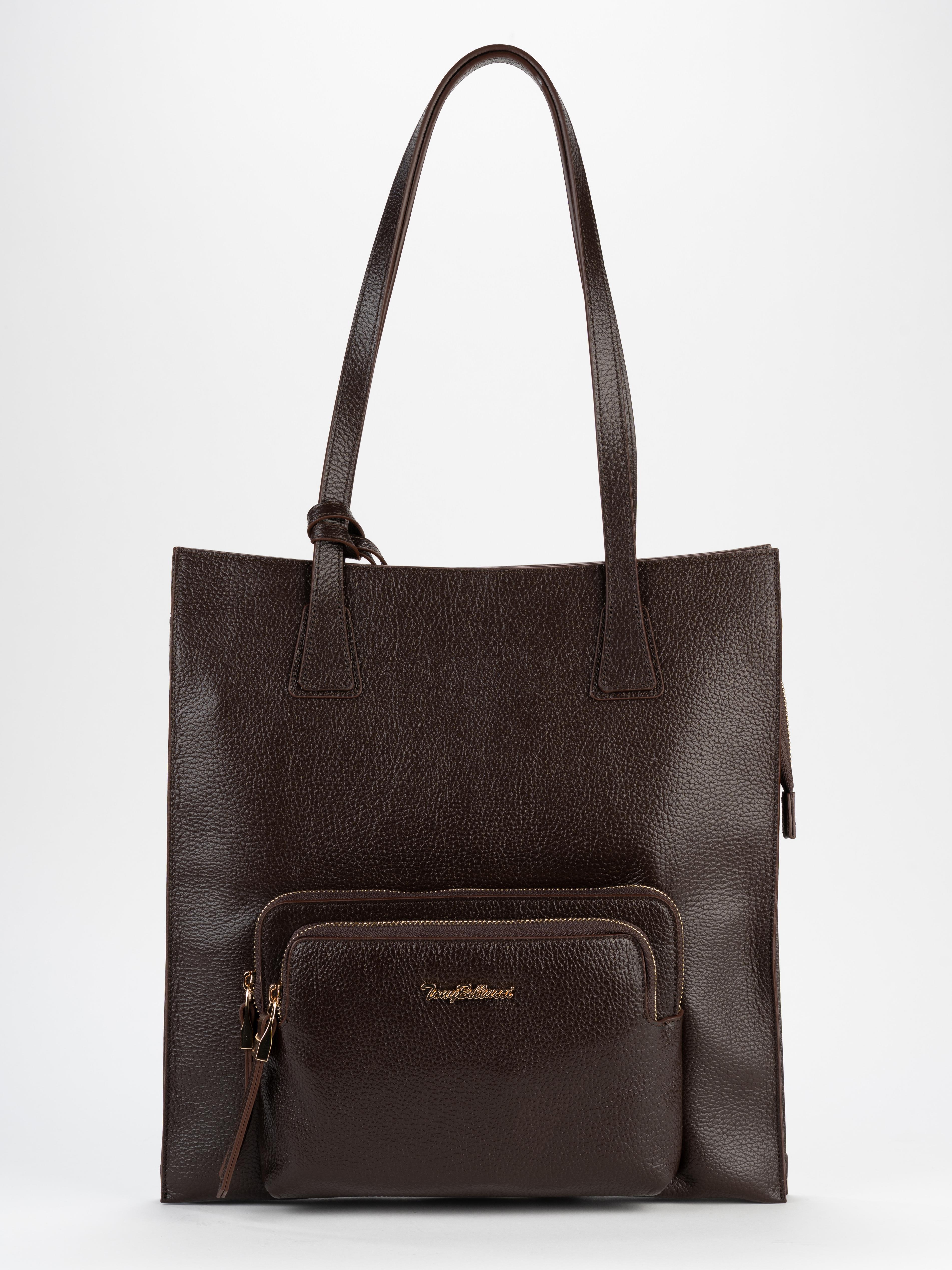 Tony Bellucci Hakiki Deri Kadın Omuz Çanta TB0980 KAHVE