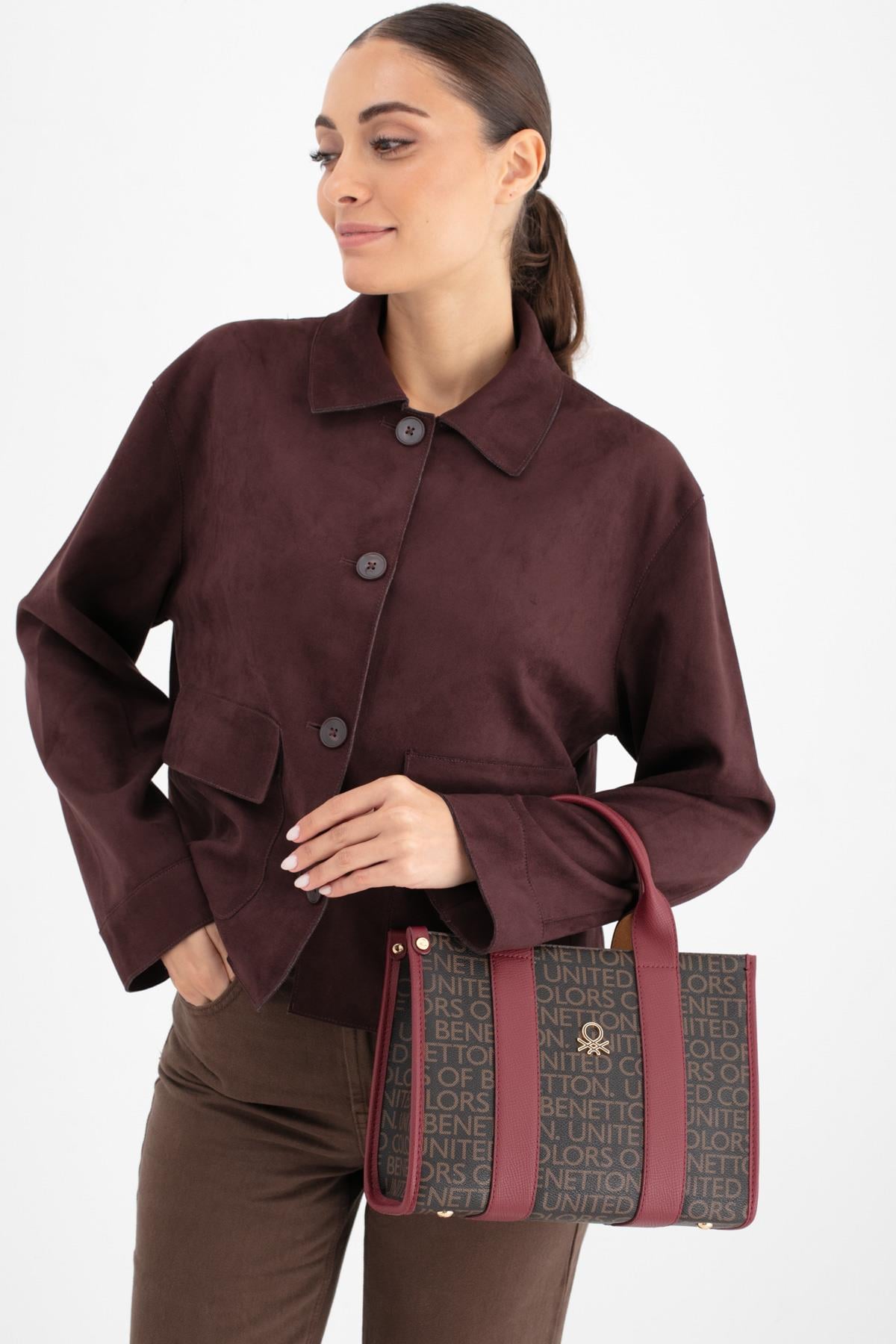 BENETTON KADIN EL VE OMUZ ÇANTA BNT_1640 KAHVE-BORDO