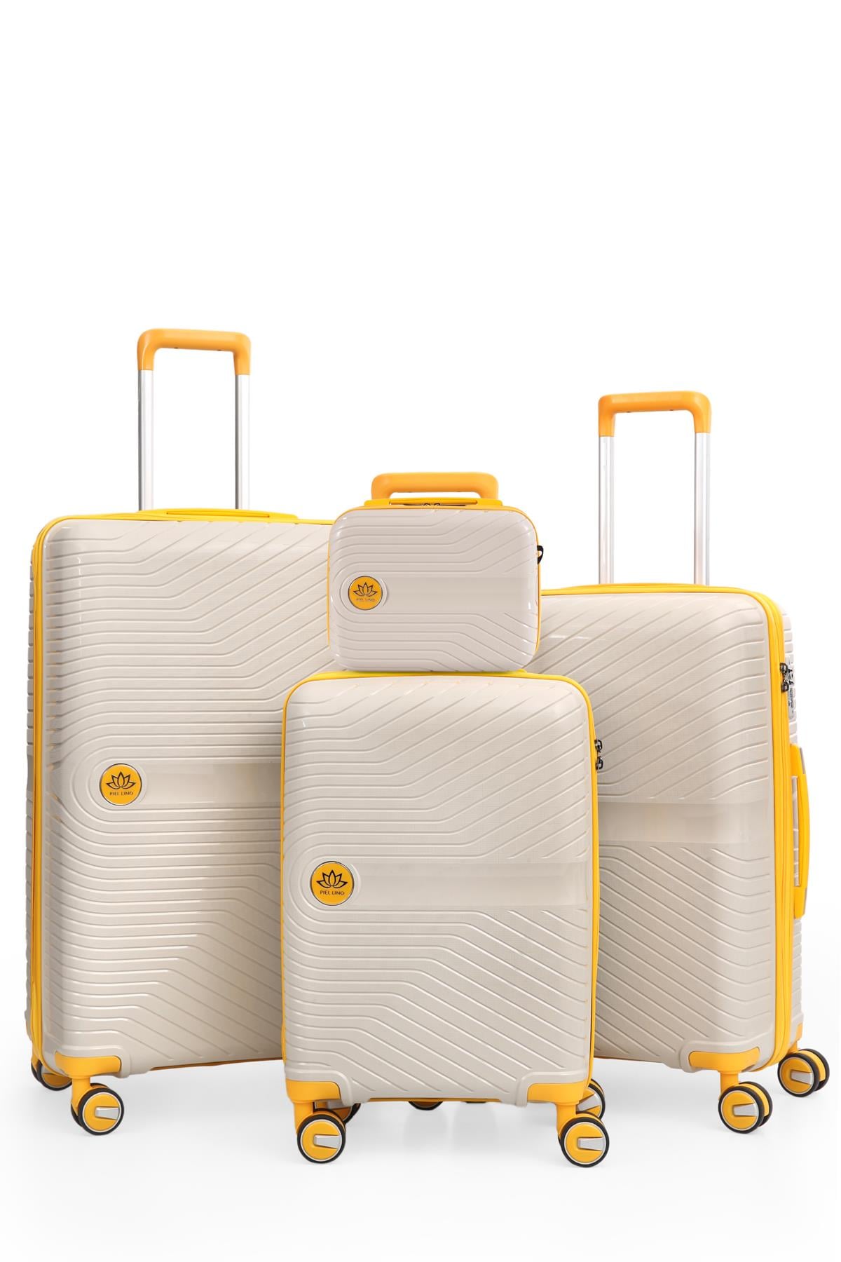 PIEL LINO POLİPROPİLEN 4'LÜ VALİZ SETİ PL015239-SET BEYAZ-SARI