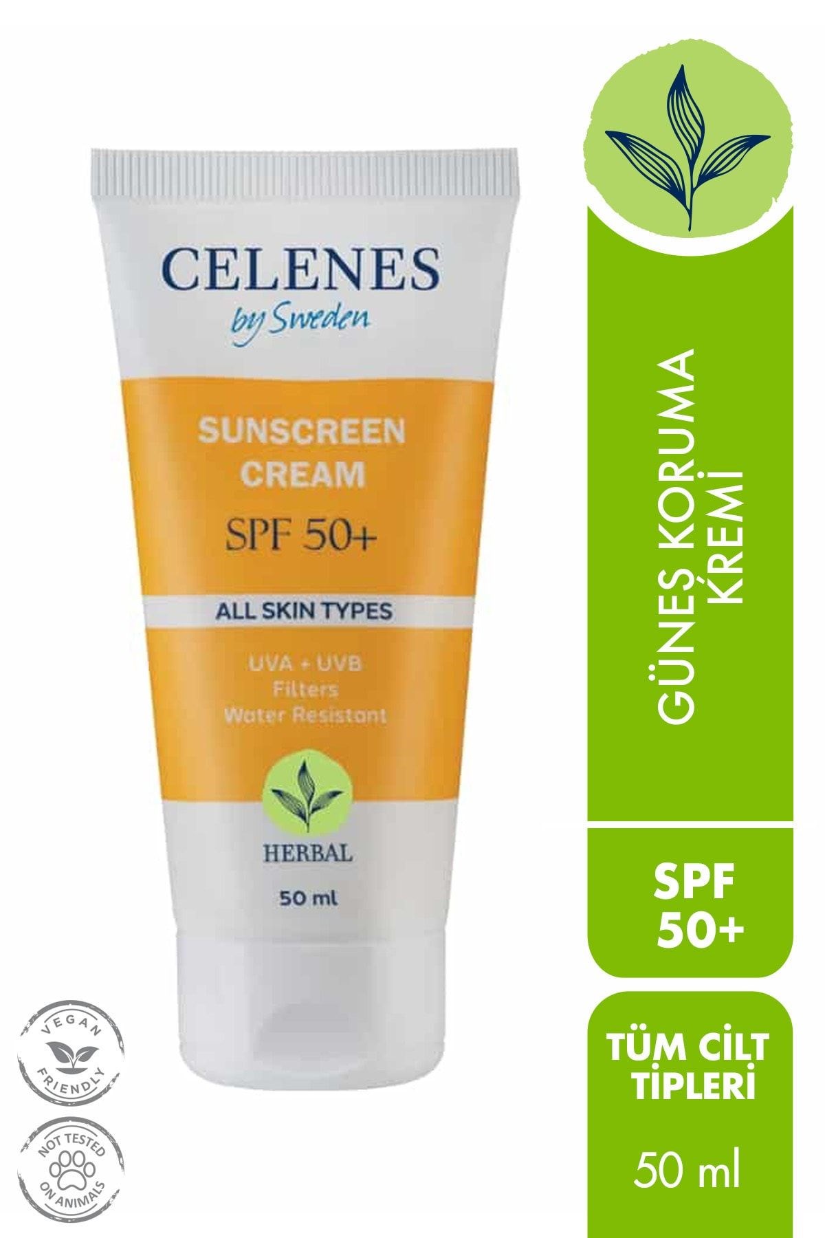 Celenes By Sweden Herbal Güneş Kremi Tüm Ciltler İçin 50 Faktör 50 ml  