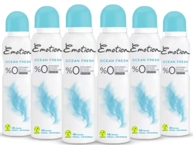 Emotion Ocean Fresh Kadın Deodorant 150 ml (6 adet)