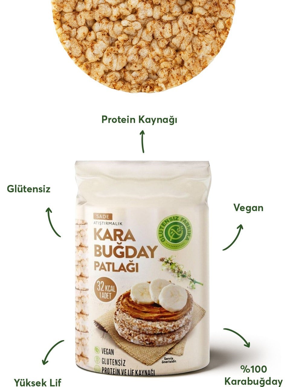Glütensiz Fabrika Karabuğday Patlağı 100 g  
