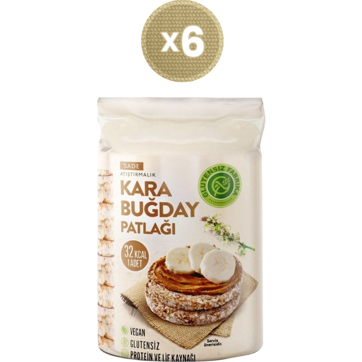 Glütensiz Fabrika Karabuğday Patlağı Sade 100 g (6 paket)