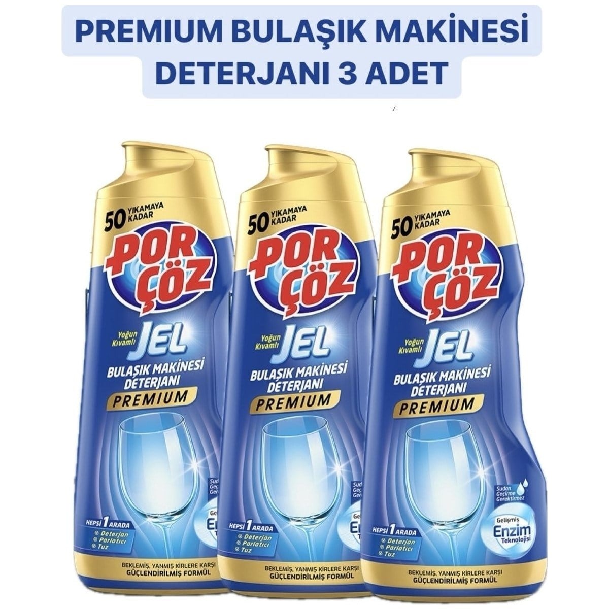 Porçöz Premium Bulaşık Makinesi Deterjanı 900 ml (3 adet) 