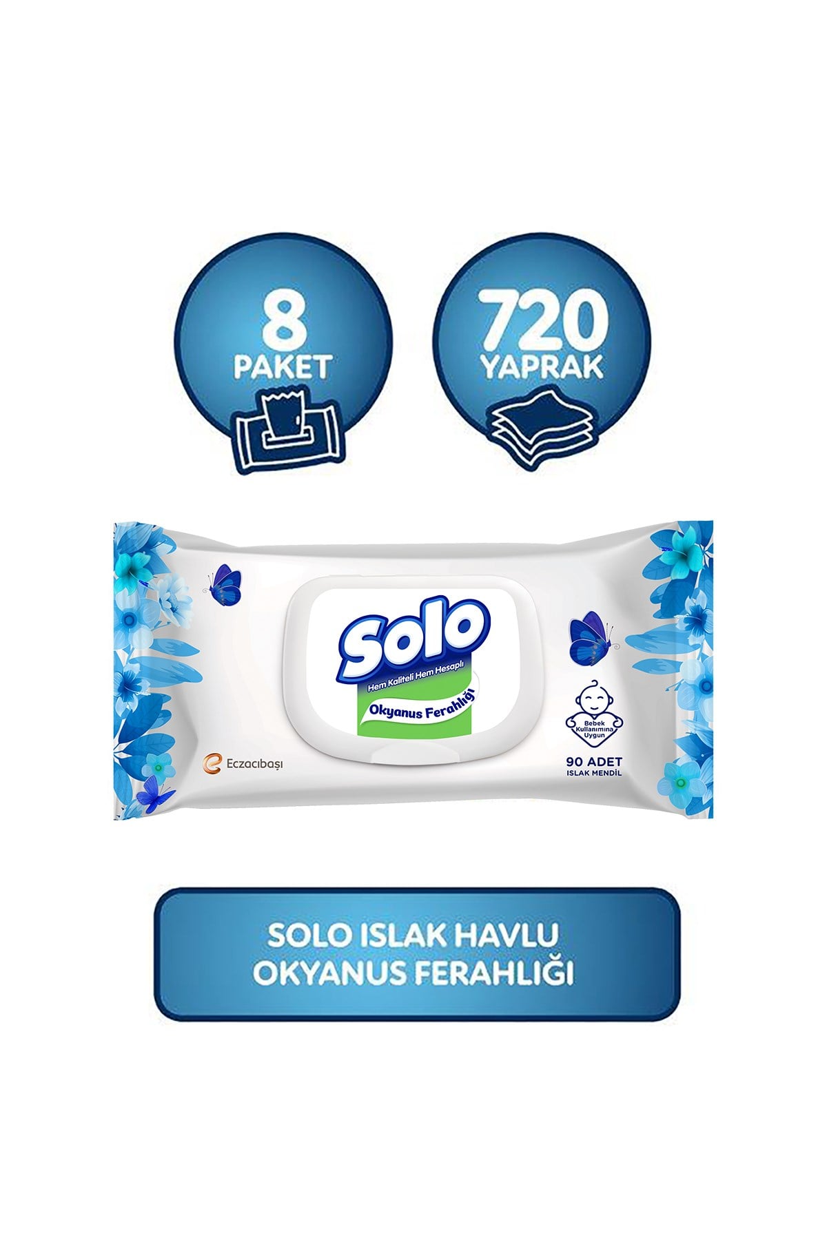 Solo Islak Havlu Okyanus Ferahlığı 90 Yaprak (8 adet)