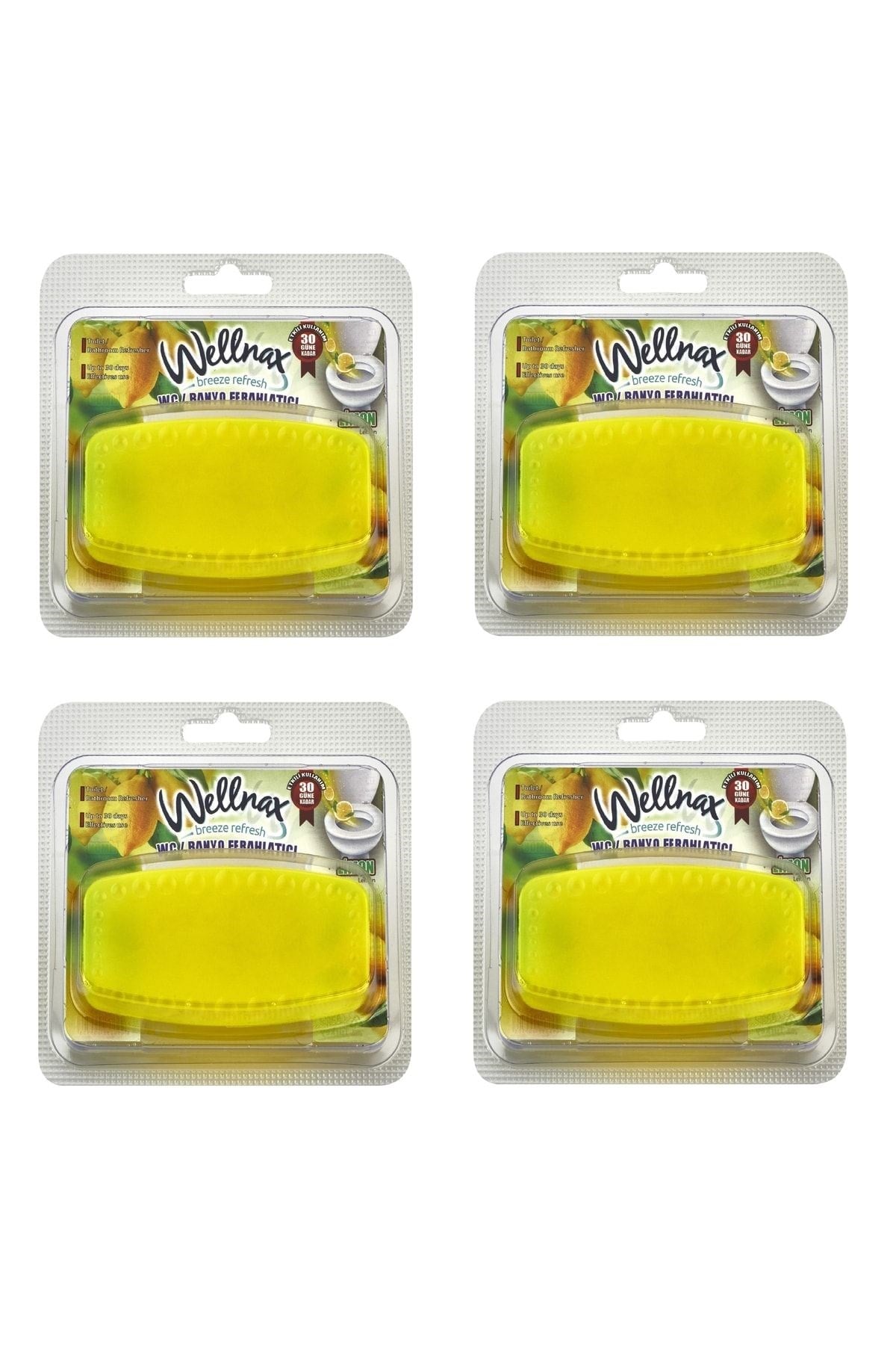 Wellnax WC - Banyo Ferahlatıcı Blok Limon Ferahlığı Kokusu (4 adet)